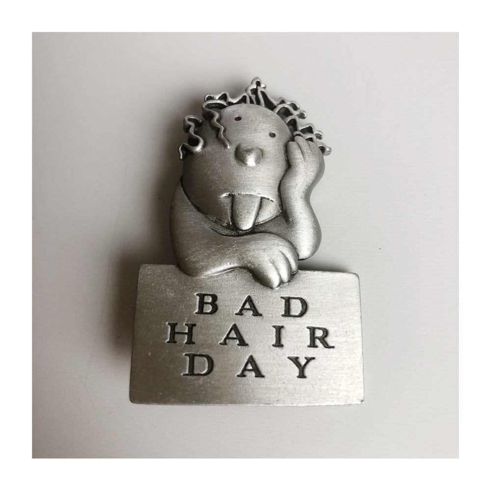J.BENTON Silver Tone Bad Hair Day Brooch Pin